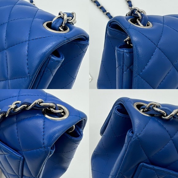 Authentic Chanel Classic quilted Royal blue in lambskin Mini square flap - Picture 13 of 17